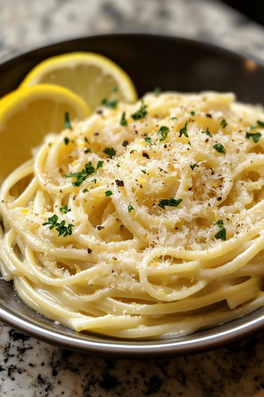 Creamy Lemon Garlic Pasta: A Quick Dinner Delight card