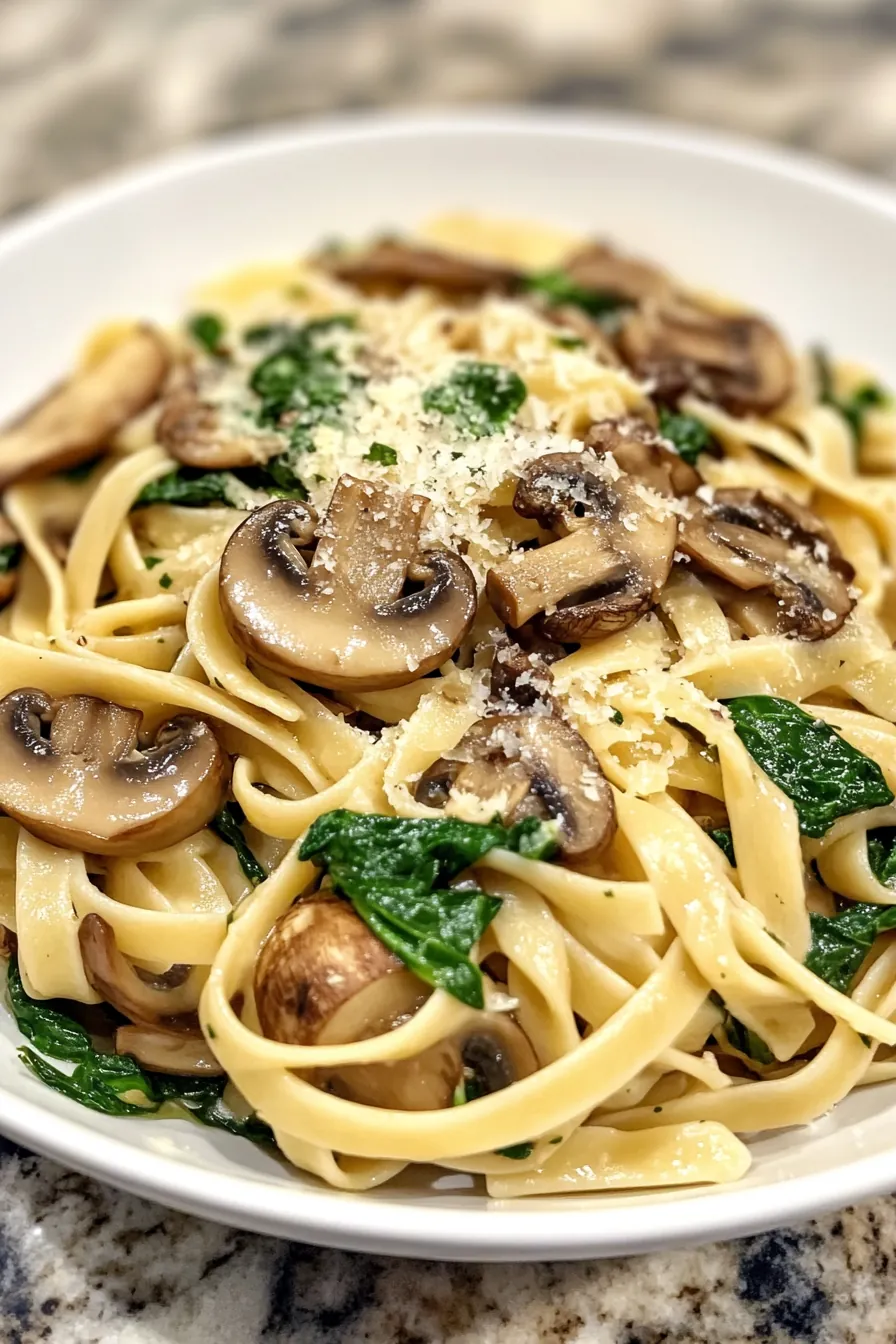 Hearty Mushroom and Spinach Pasta for a Crowd card