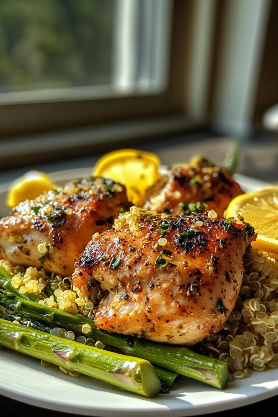 Lemon Herb Chicken with Quinoa and Asparagus recipe photo