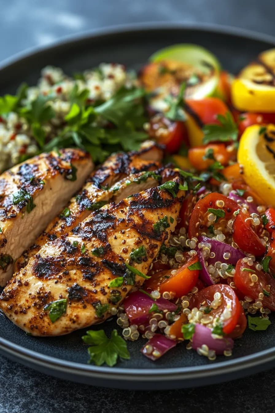 Lemon Herb Grilled Chicken with Quinoa Salad recipe photo