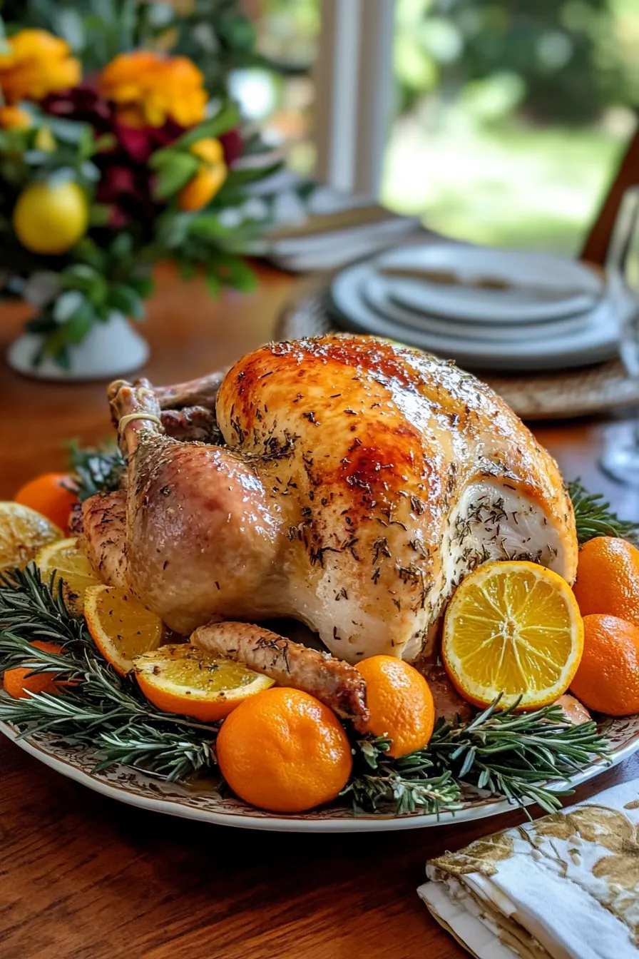 Tender turkey pieces coated in a honey-citrus glaze, garnished with orange slices, all in one pot.