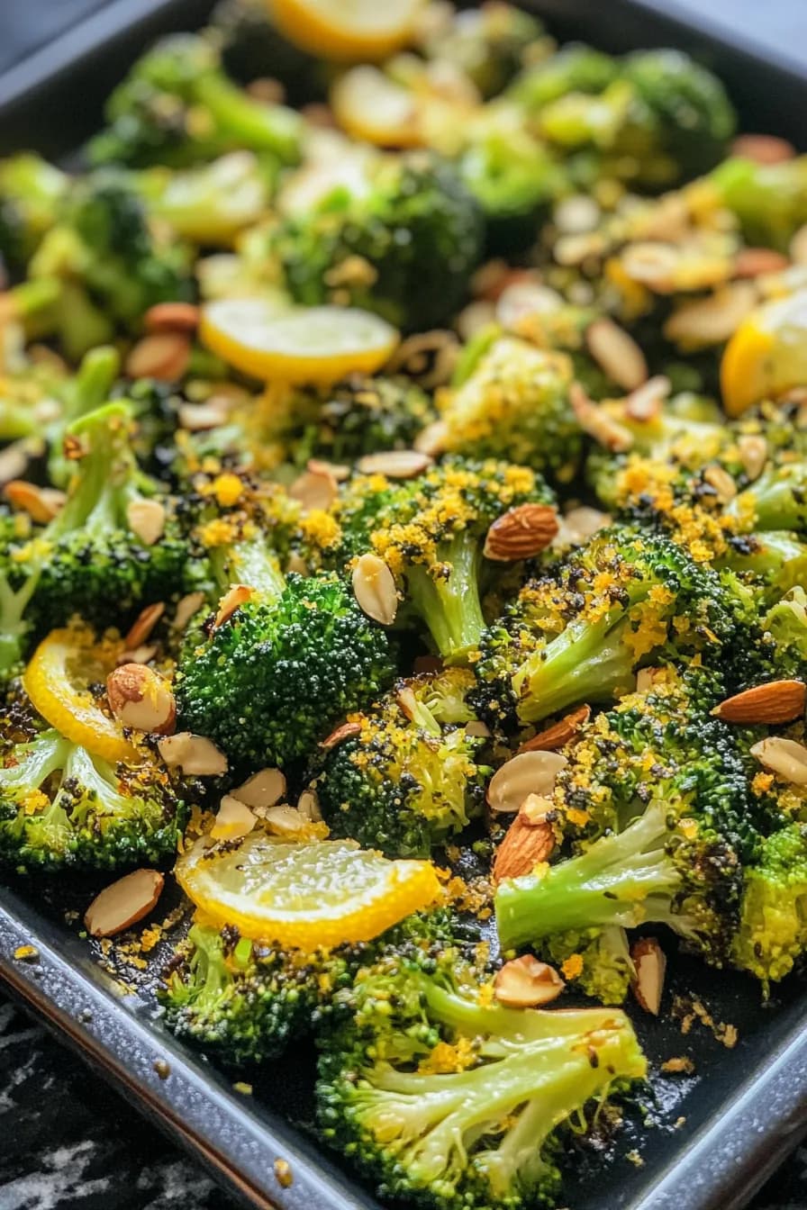 Oven-Roasted Broccoli with Toasted Almonds and Lemon Zest card