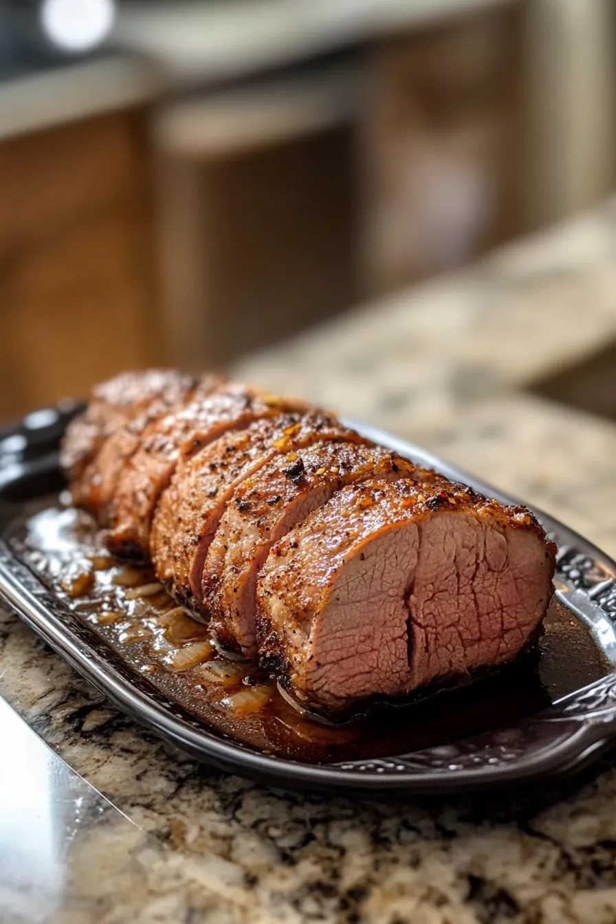Juicy pork tenderloin with rosemary and garlic, perfectly cooked in an Instant Pot.