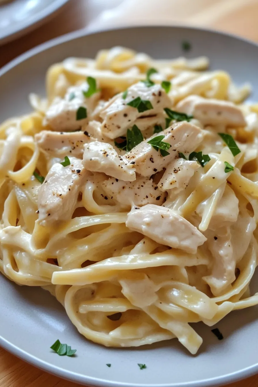 Quick and Savory Chicken Alfredo Pasta card