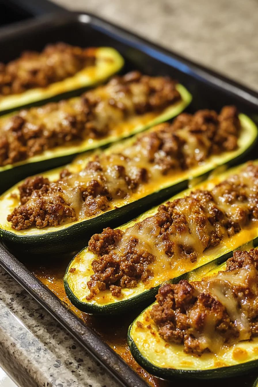 Savory Ground Turkey Zucchini Boats recipe photo