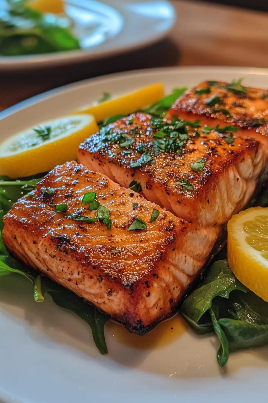 Seared Citrus Salmon with Spring Greens recipe photo