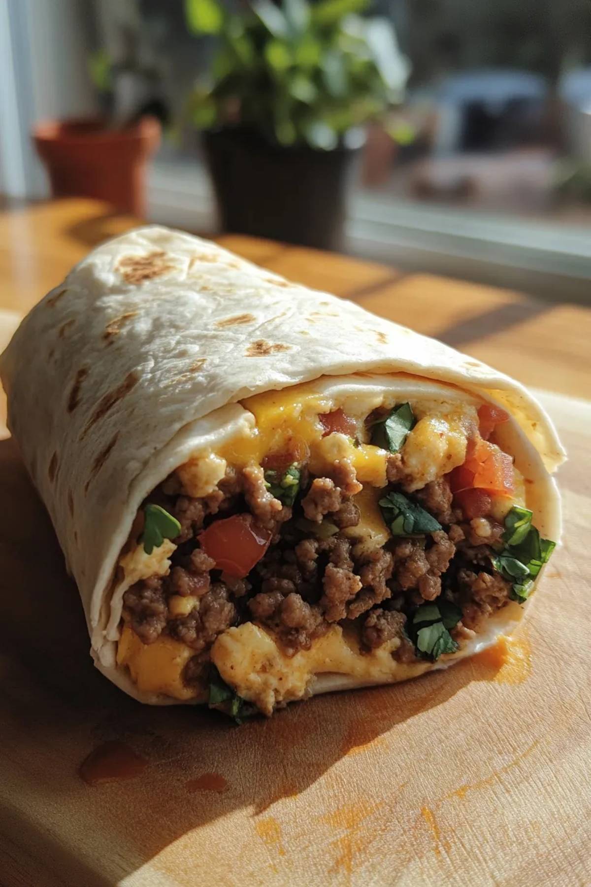 Deliciously Healthy Ground Beef Breakfast Burrito with a Twist recipe photo
