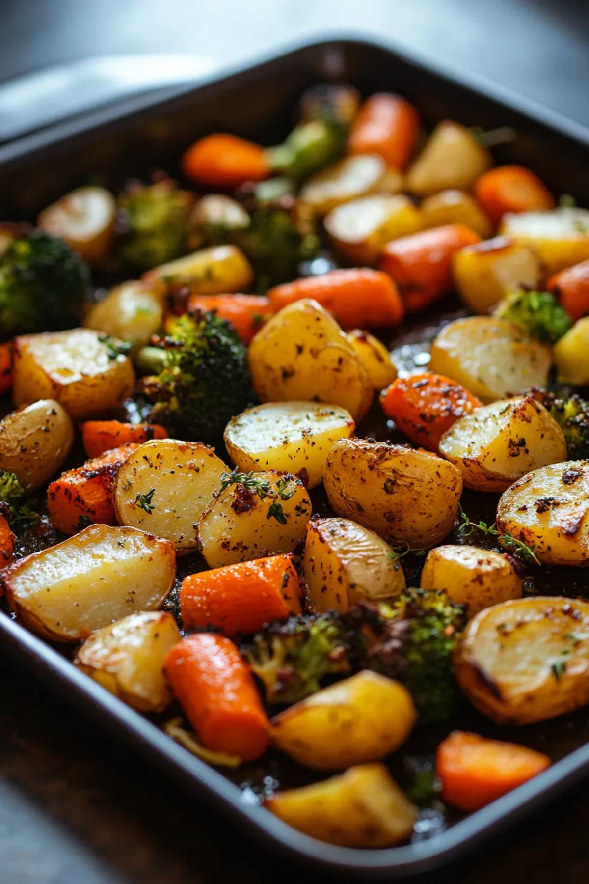 Roasted Sheet Pan Broccoli, Carrots, and Potatoes with Garlic and Herbs recipe photo