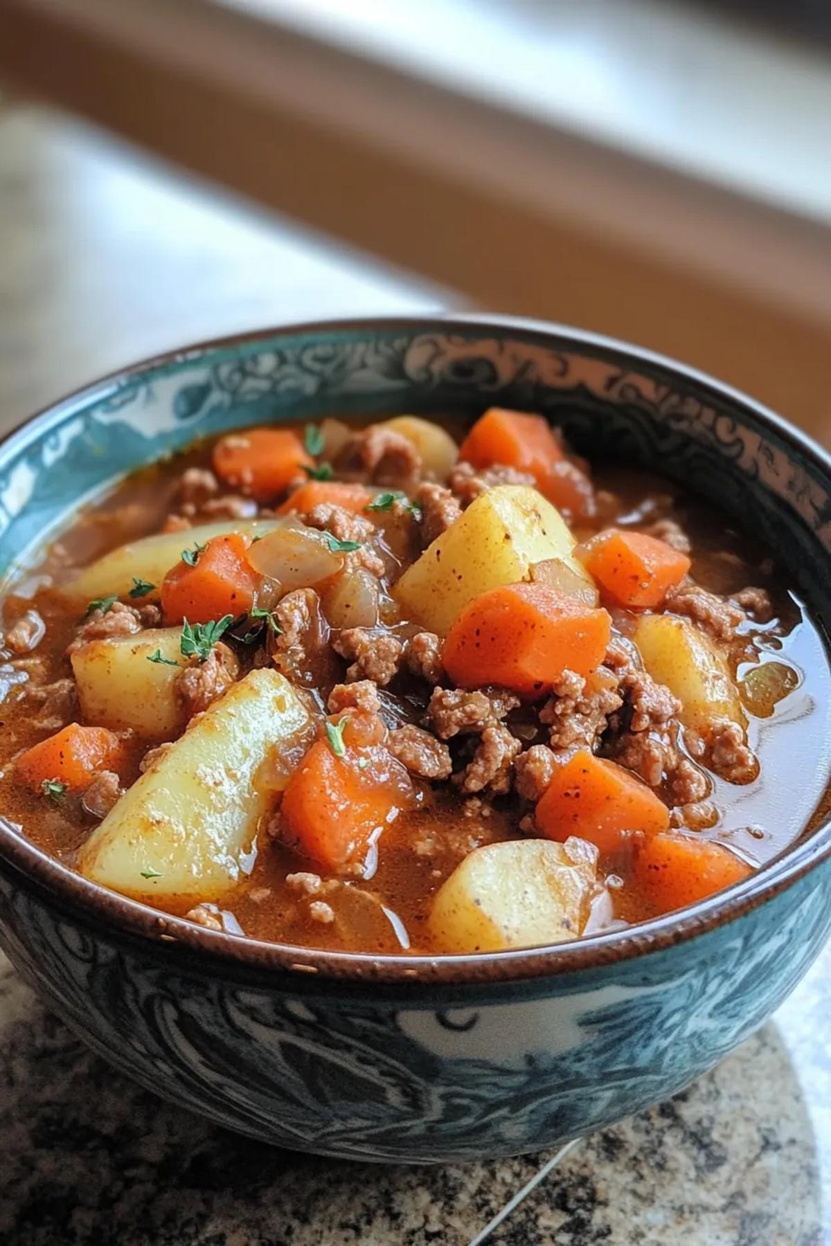 Cozy Slow Cooker Ground Turkey Stew with Rustic Veggies