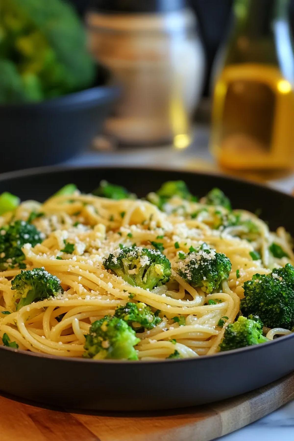 High Protein Broccoli Pasta with Savory Garlic Sauce
