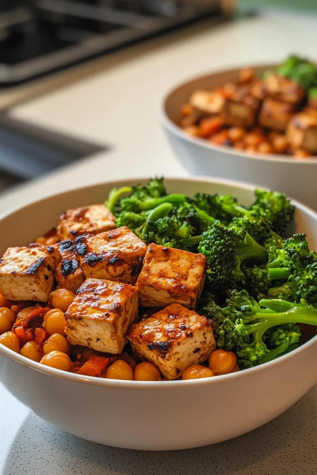 Nourishing High Protein Tofu and Chickpea Bowl