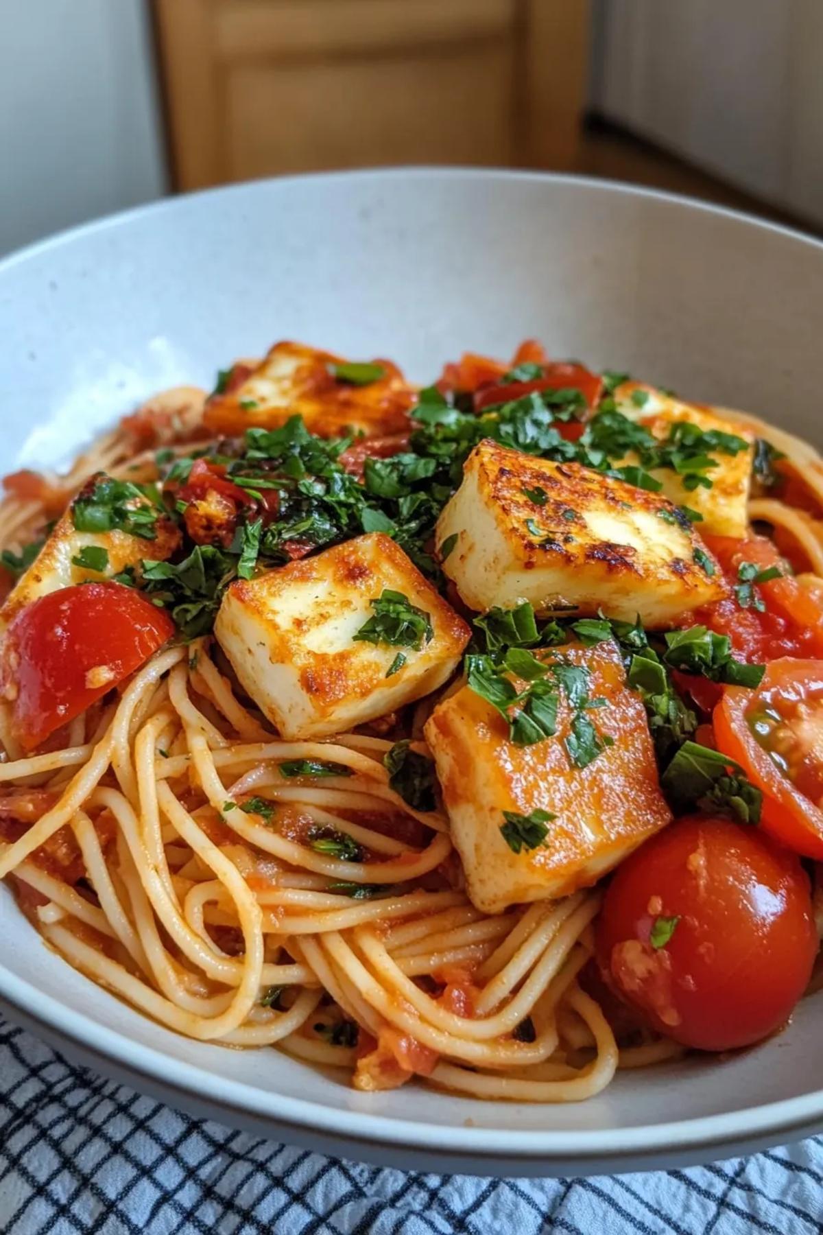 One Pot Halloumi and Tomato Pasta: A Delightful Anytime Meal