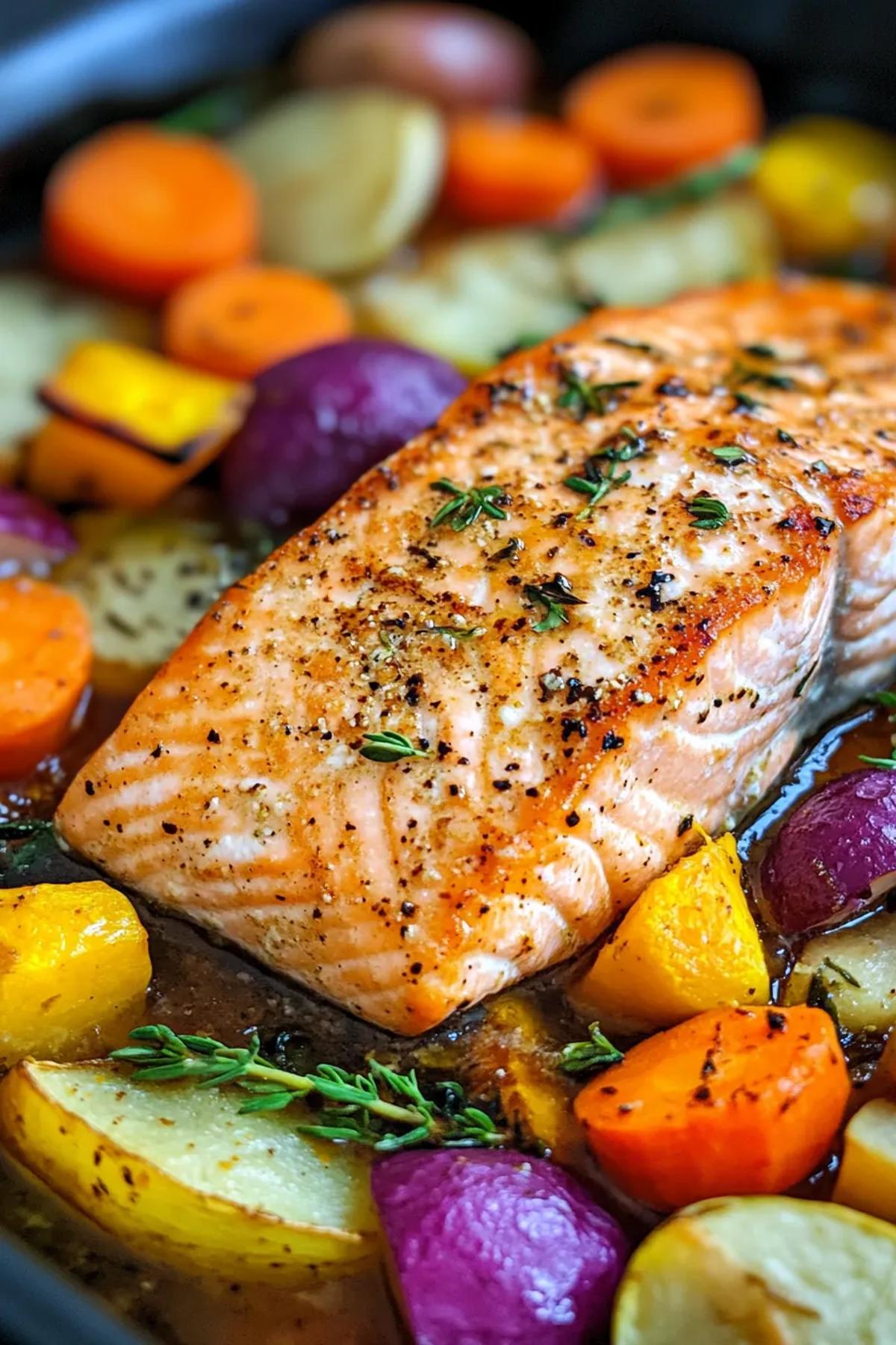 One Pot Salmon with Seasonal Vegetables