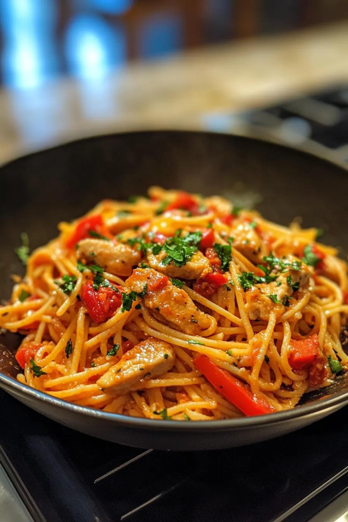 One-Pot Turkey Pasta with Roasted Red Peppers