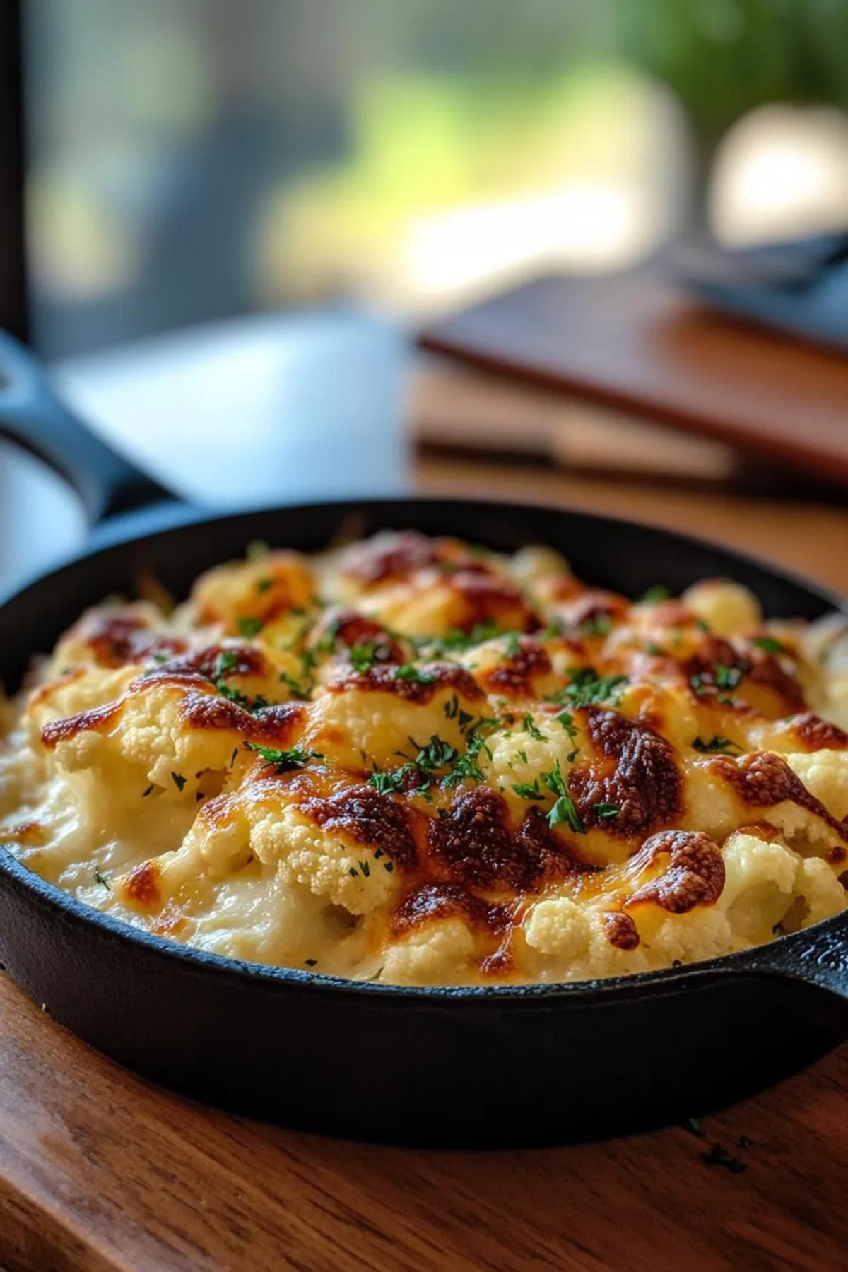 Quick and Cheesy Cauliflower Skillet