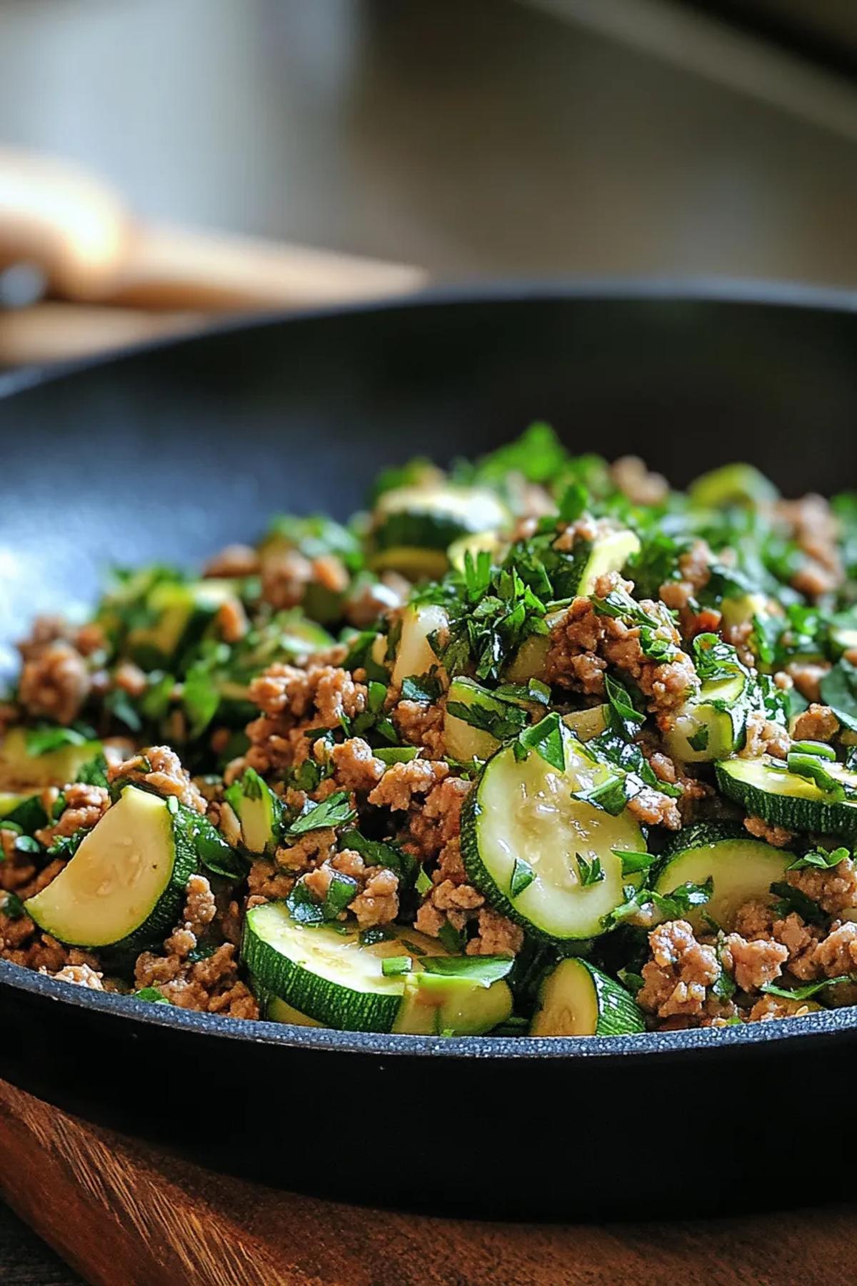 Savory Ground Turkey Dinner with Zucchini and Herbs