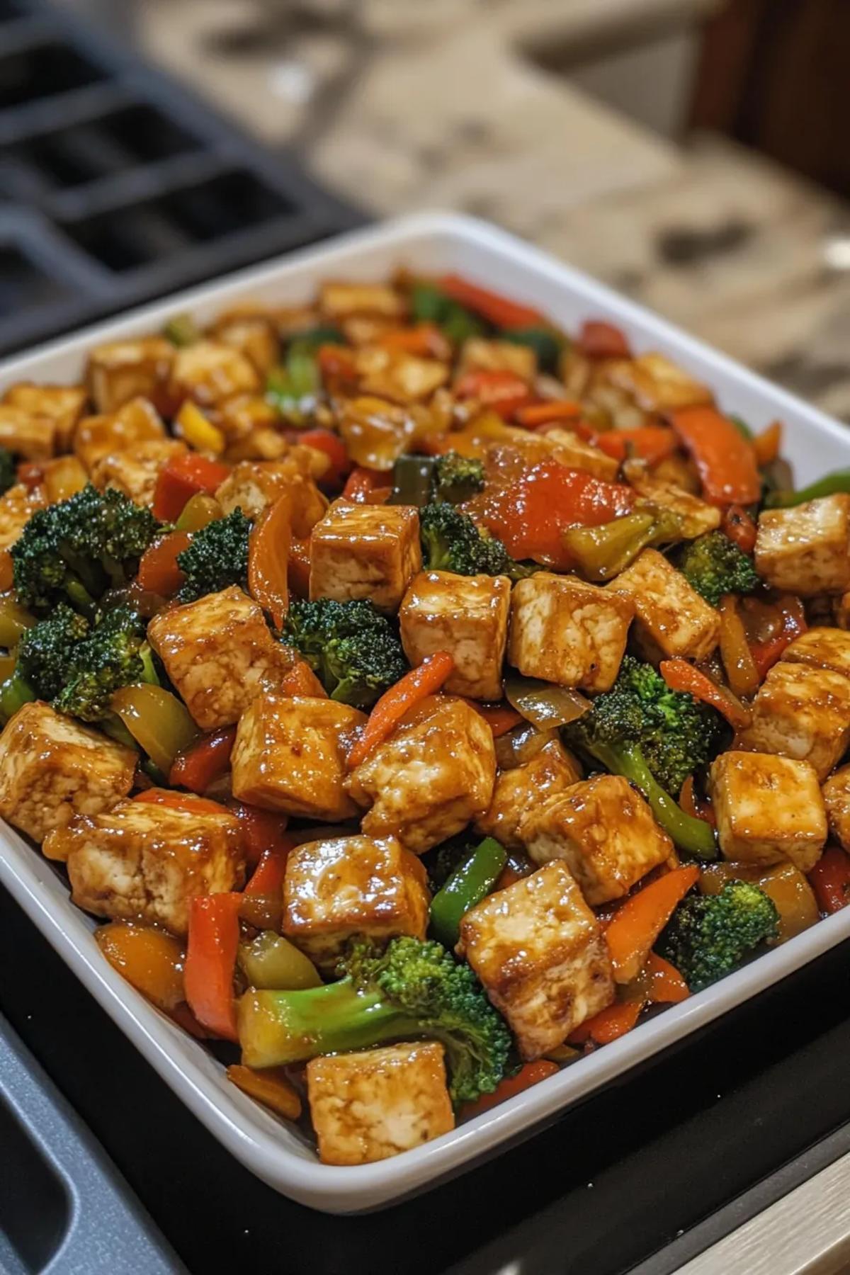 Savory High Protein Tofu Stir Fry with Seasonal Vegetables