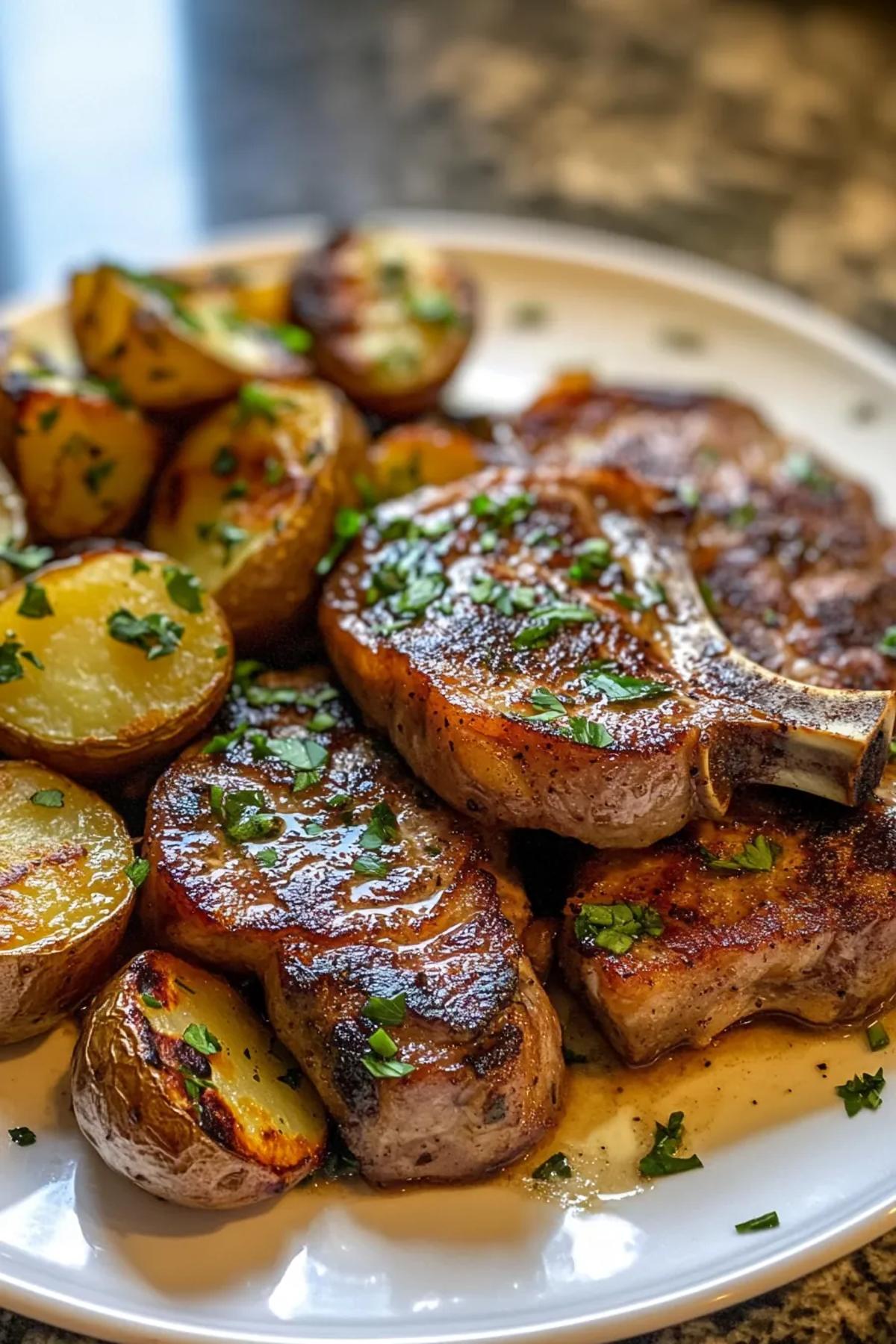 Savory One Pot Pork Chops and Potatoes