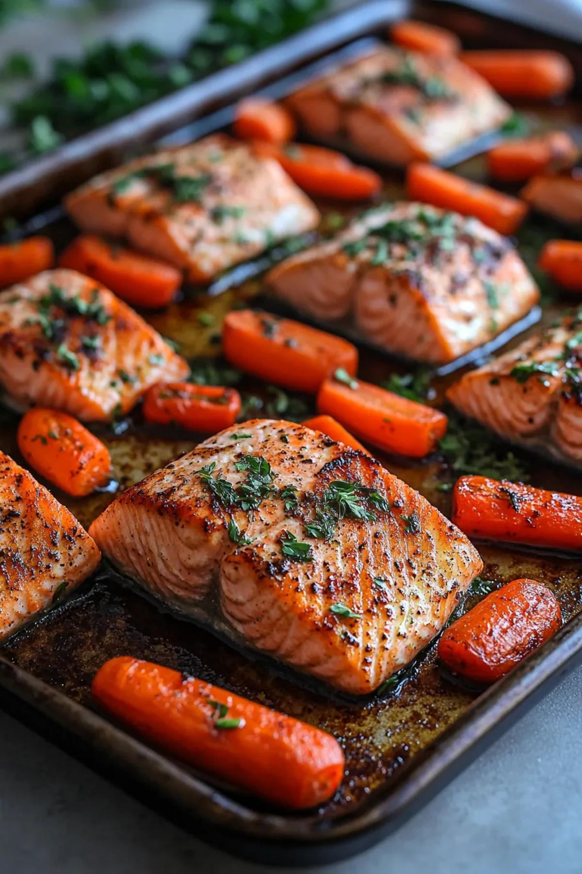 Sun‑Kissed Sheet Pan Salmon and Carrots with a Hint of Random Herb