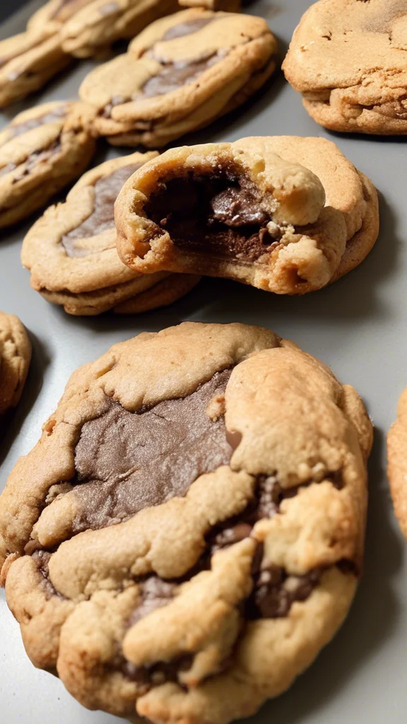 Beautifully plated Nutella Stuffed Cookies