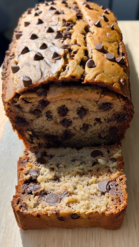 Close-up of delicious Chocolate Chip Banana Bread