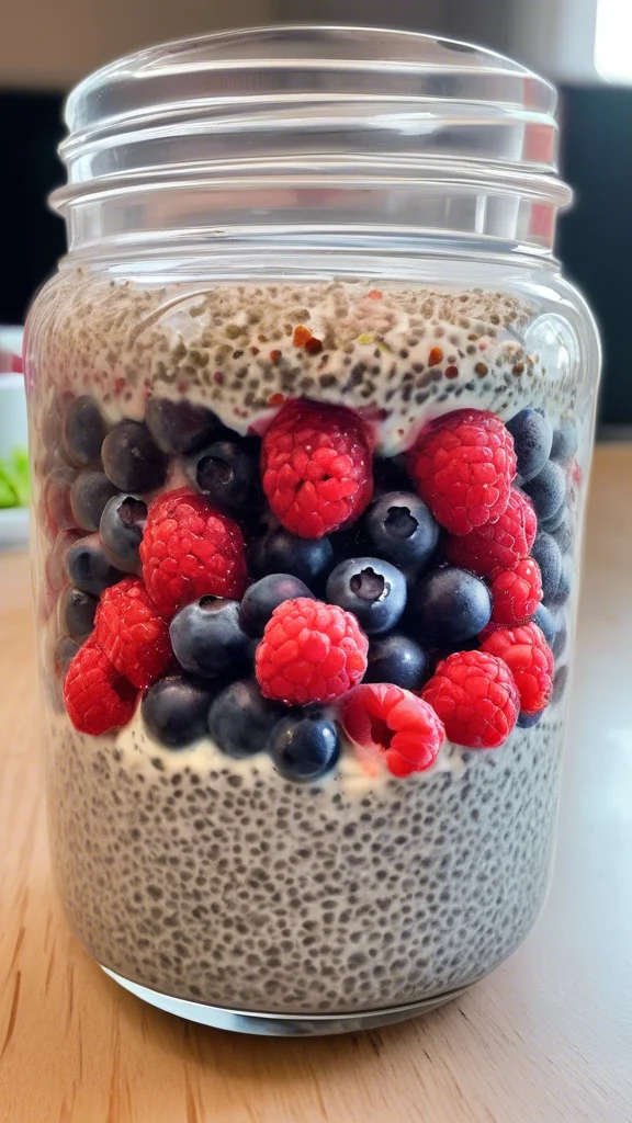 Beautifully plated Chia Pudding with Berries