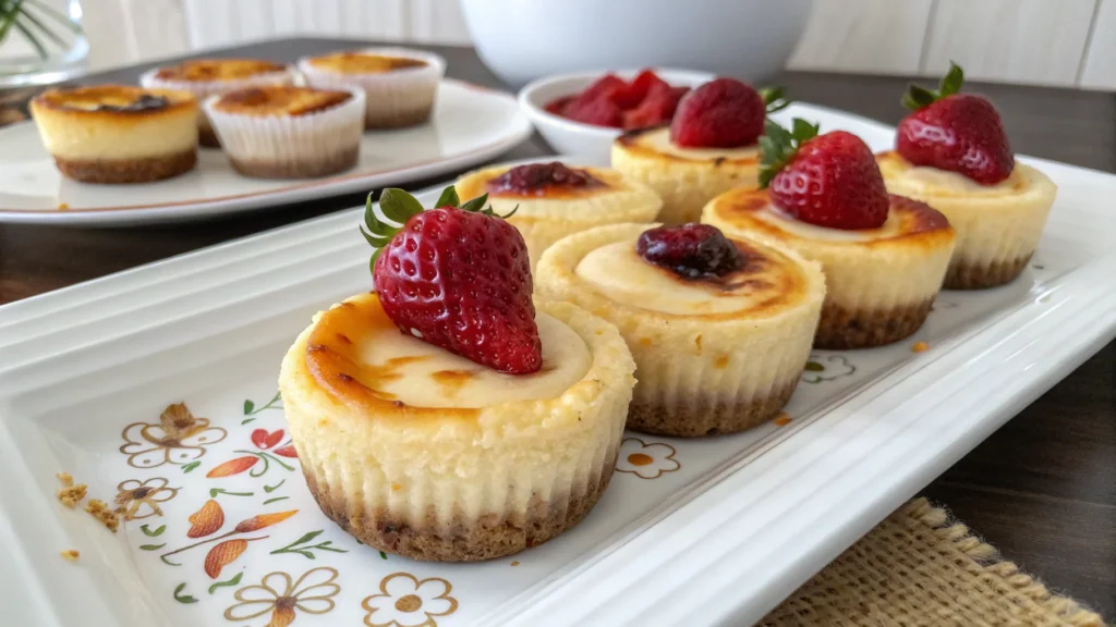 A delicious plate of Mini Cheesecake Bites