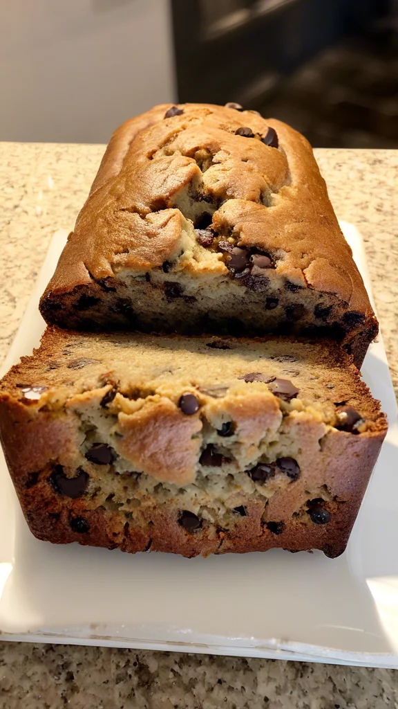 Beautifully plated Chocolate Chip Banana Bread