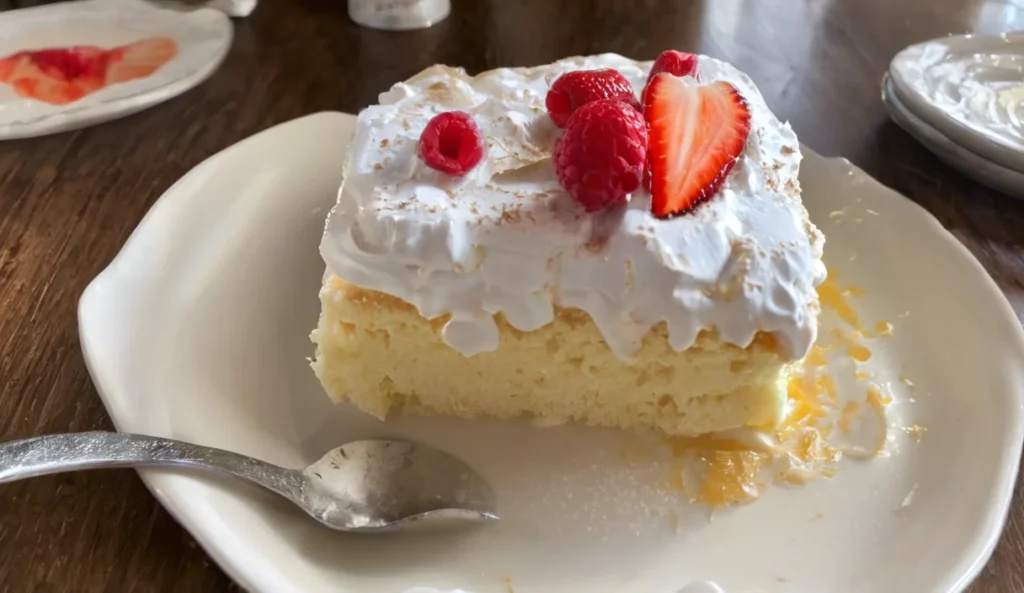 A delicious plate of Tres Leches Cake