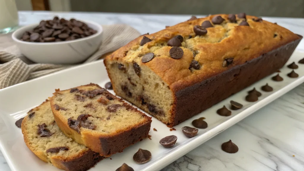 A delicious plate of Chocolate Chip Banana Bread