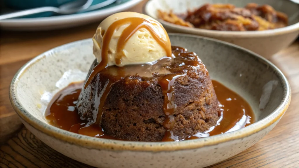 A delicious plate of Sticky Toffee Pudding