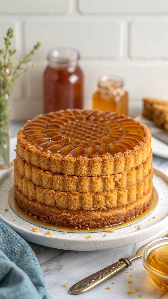 Beautifully plated Honey Cake