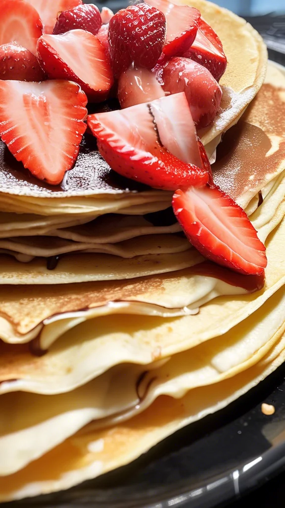 Beautifully plated Crepes with Nutella and Strawberries
