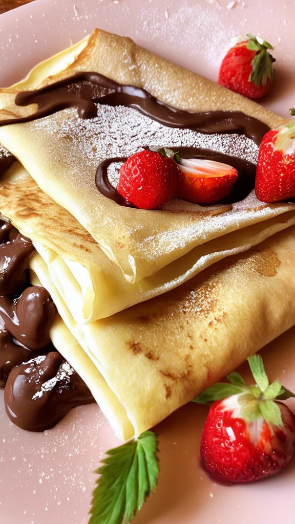 Step-by-step making Crepes with Nutella and Strawberries