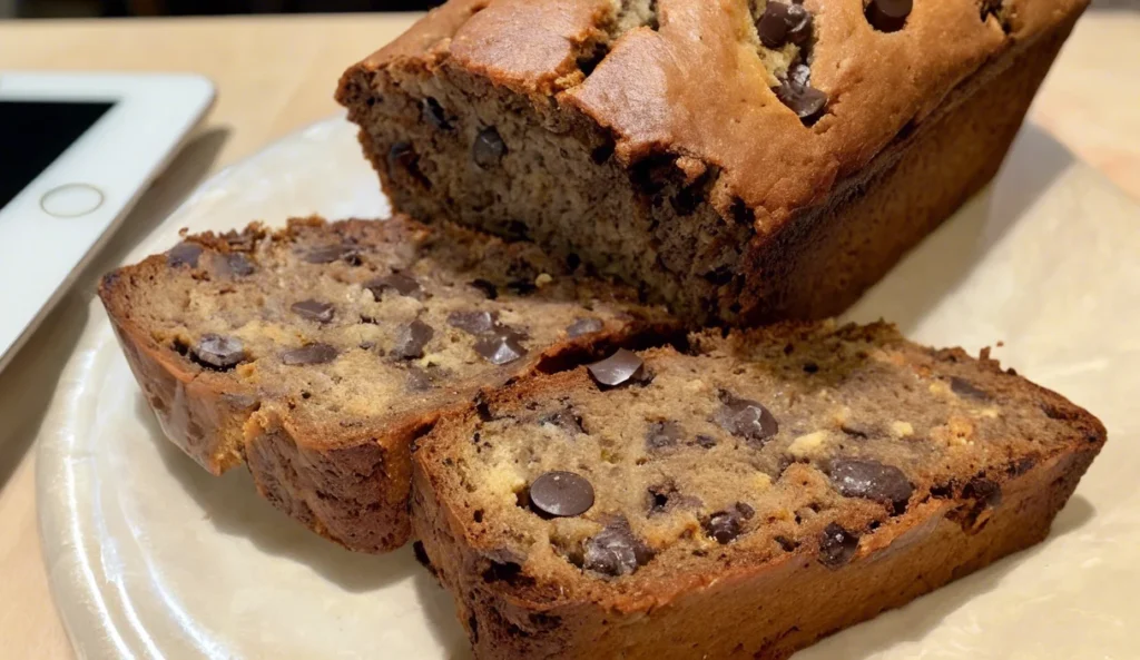 A delicious plate of Chocolate Chip Banana Bread