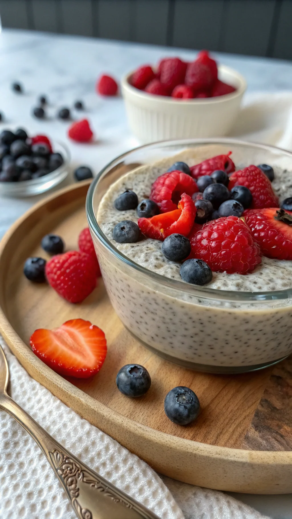 Step-by-step making Chia Pudding with Berries