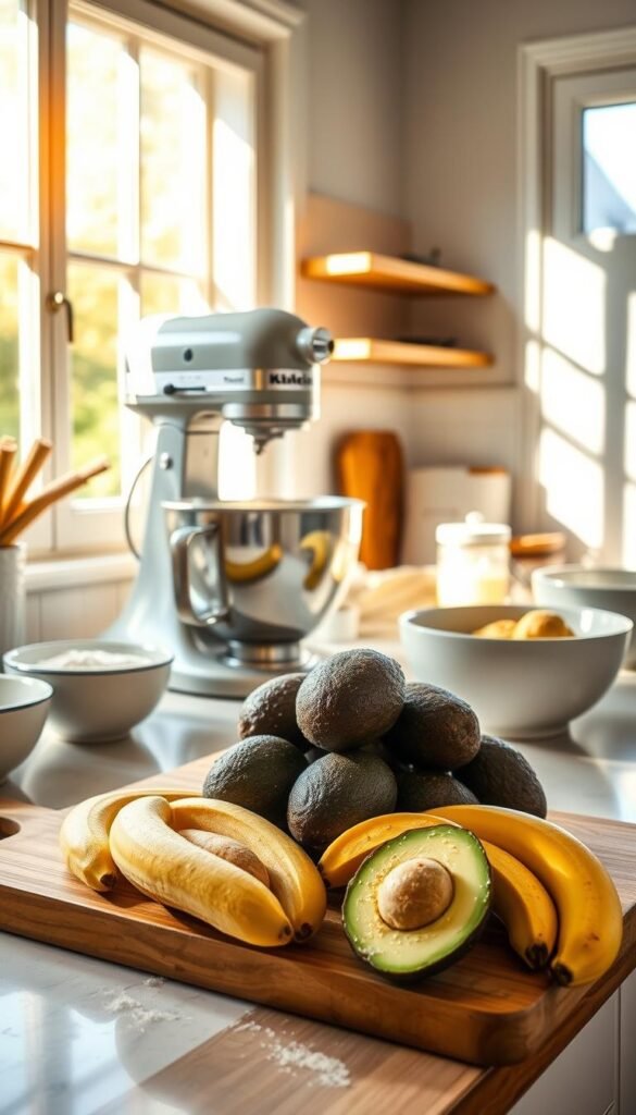Avocado Banana Bread Baking Process