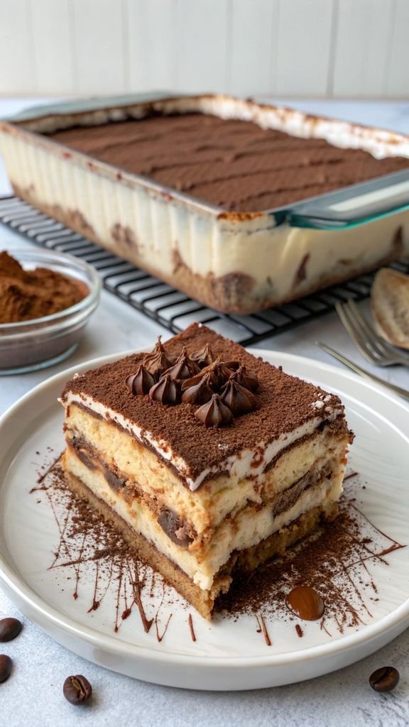 Close-up of delicious Tiramisu