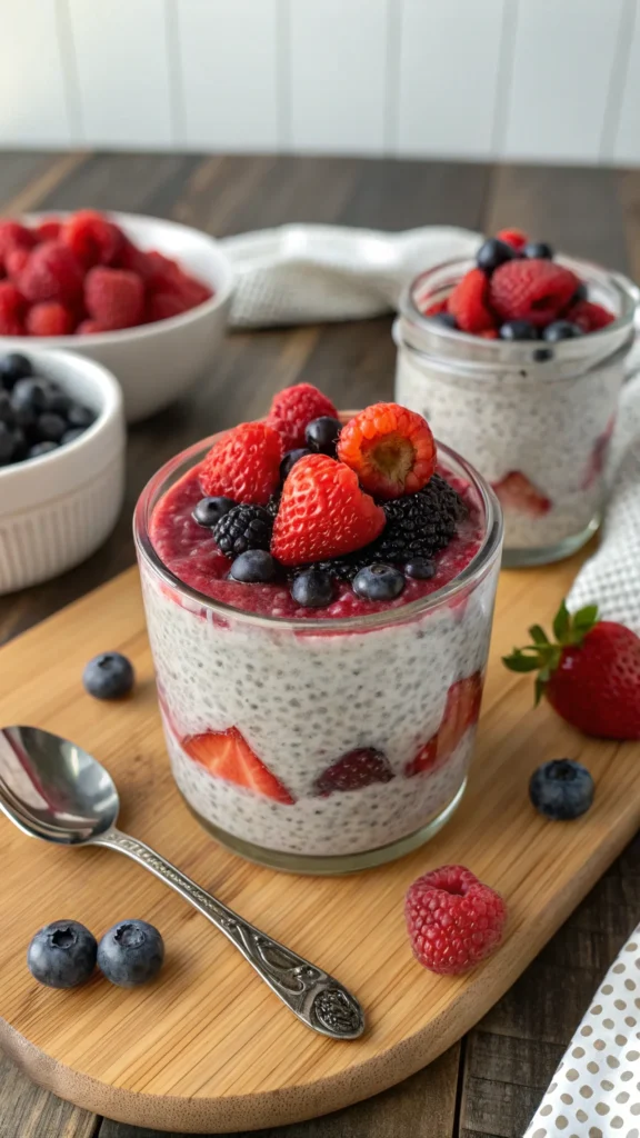 Beautifully plated Chia Pudding with Berries
