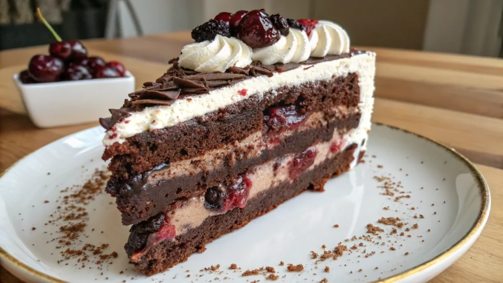 A delicious plate of Black Forest Cake