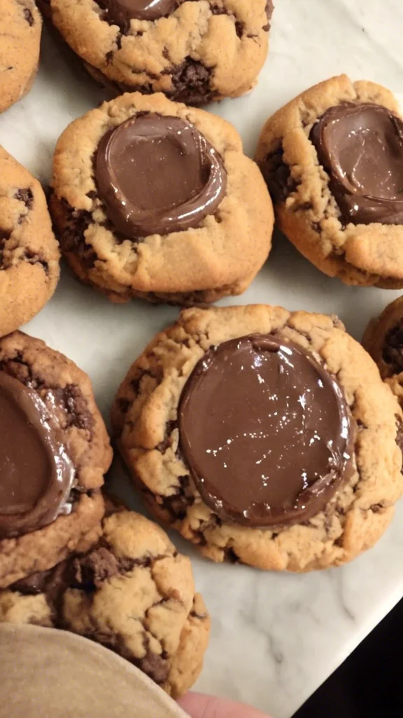 Close-up of delicious Nutella Stuffed Cookies