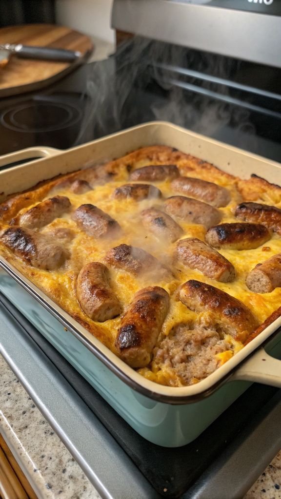 Step-by-step making Pancake Sausage Casserole