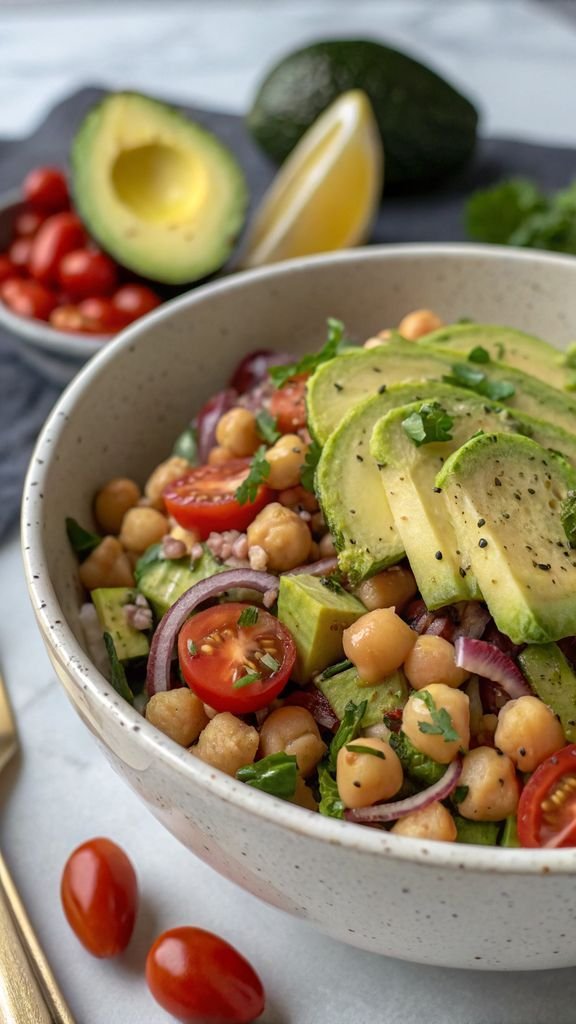 Step-by-step making Chickpea & Avocado Salad