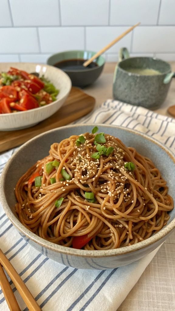 A delicious plate of Sesame Soba Noodles