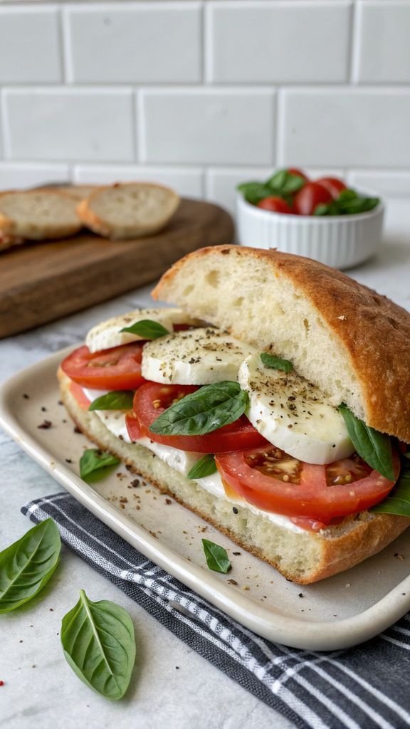 A delicious plate of Caprese Sandwich