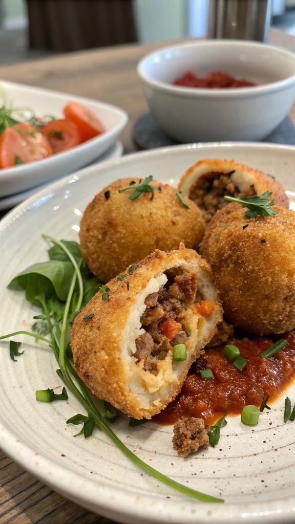 A delicious plate of Bulgogi Stuffed Arancini