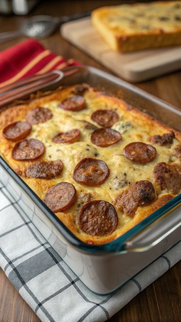 Beautifully plated Pancake Sausage Casserole