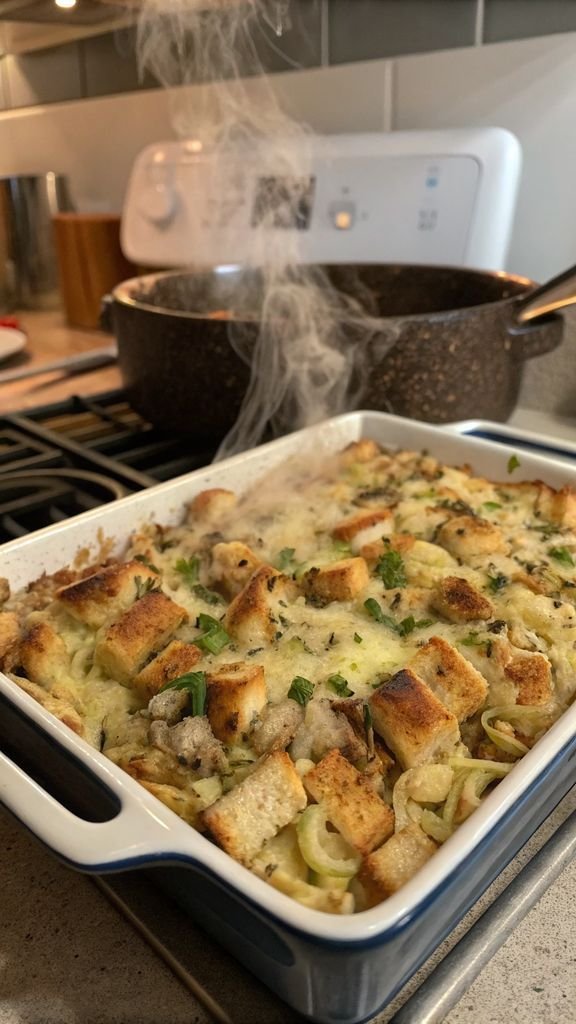 A delicious plate of Chicken Stuffing Casserole