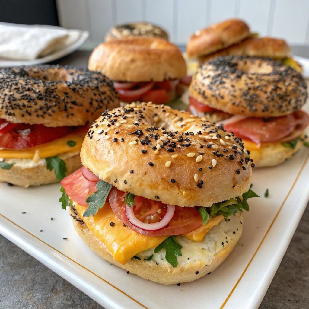 A delicious plate of Everything Bagel Biscuit Sandwiches