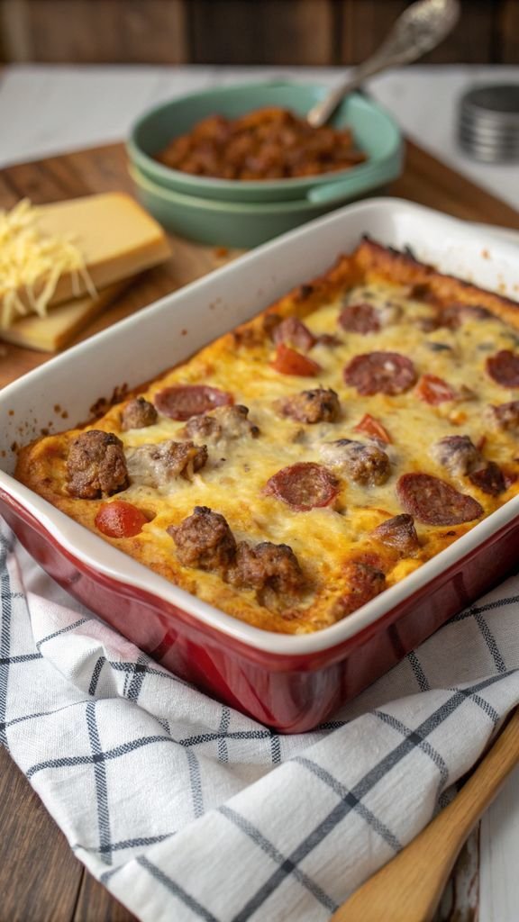Step-by-step making Pancake Sausage Casserole